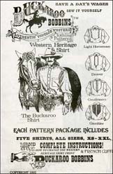 Pattern for Western Heritage Shirt,
Buckaroo, Lt. Horseman, Drover, Gentleman, Gambler,
sizes XS to 2X,L
complete instructions